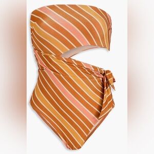 Zimmermann Cutout striped one piece bandeau swimsuit